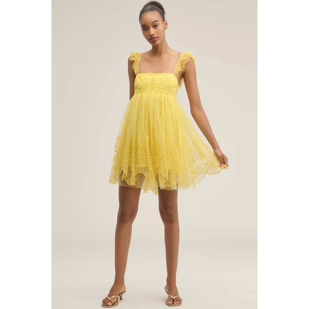 Let Me Be By Anthropologie Eyelet Tulle Mini Dress - Picture 2 of 9